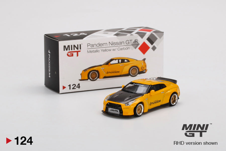 (MGT00124) - Pandem Nissan GT-R (R35) Duck Tail Metallic Yellow w/ Carbon (Box Version)