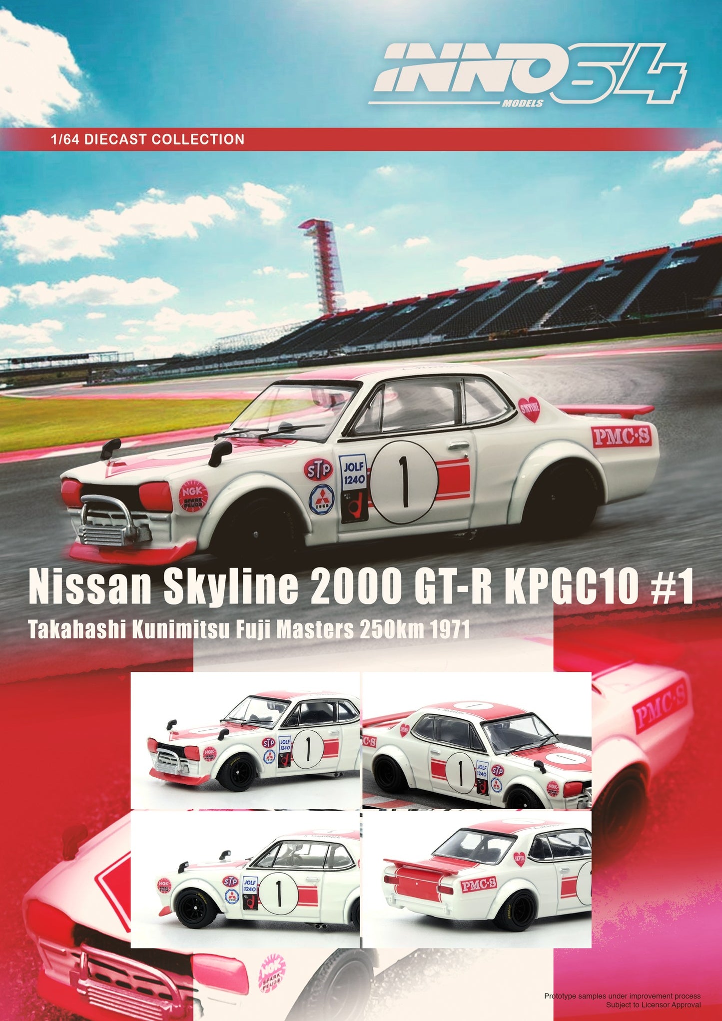 (Pre-Order) (IN64-KPGC10-FM1971) NISSAN SKYLINE 2000 GT-R KPGC10 #1 Takahashi Kunimitsu Fuji Masters 250Km 1971