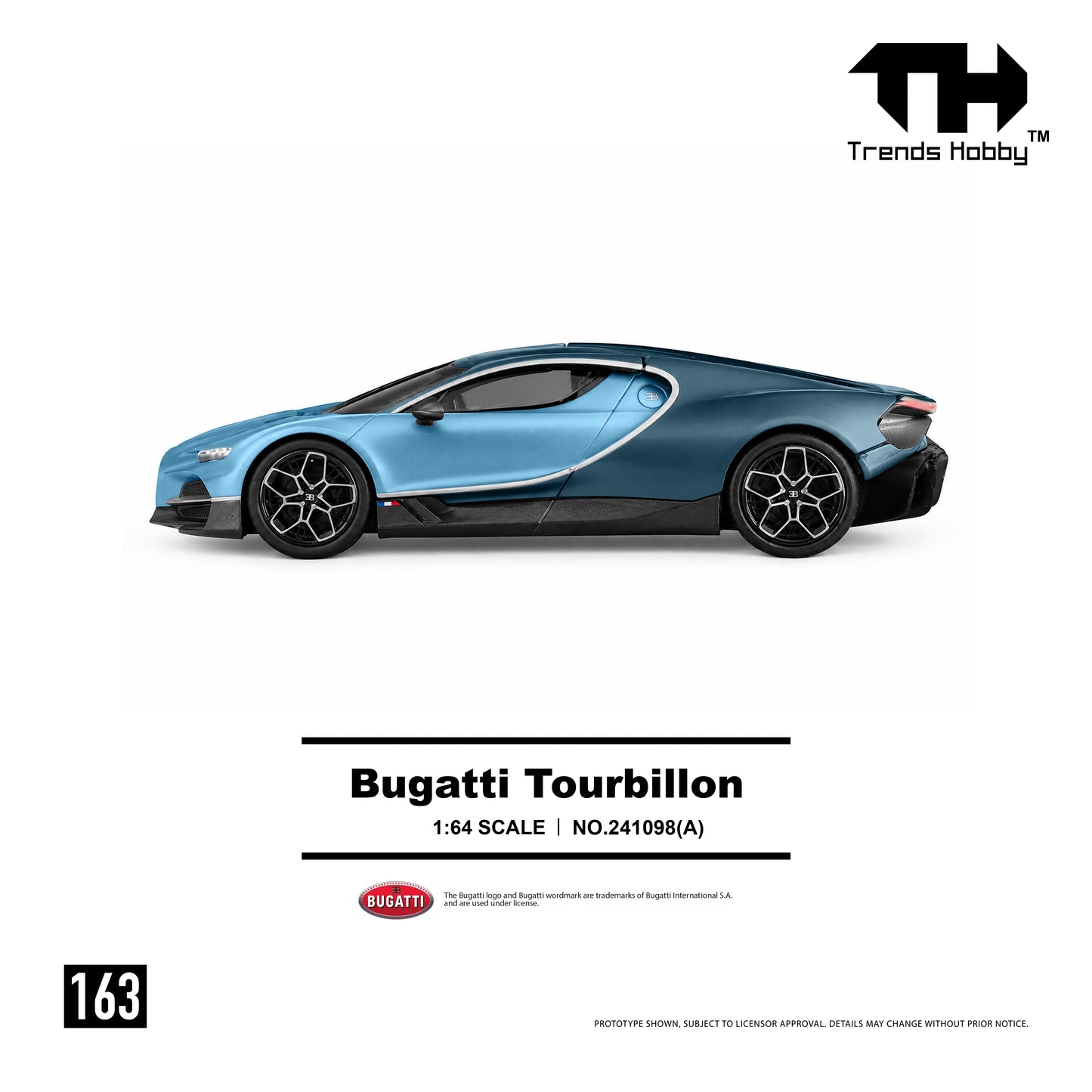 (Pre-Order) 241098(A) Trends Hobby 1/64 Bugatti Tourbillon (Blue Atlantic)