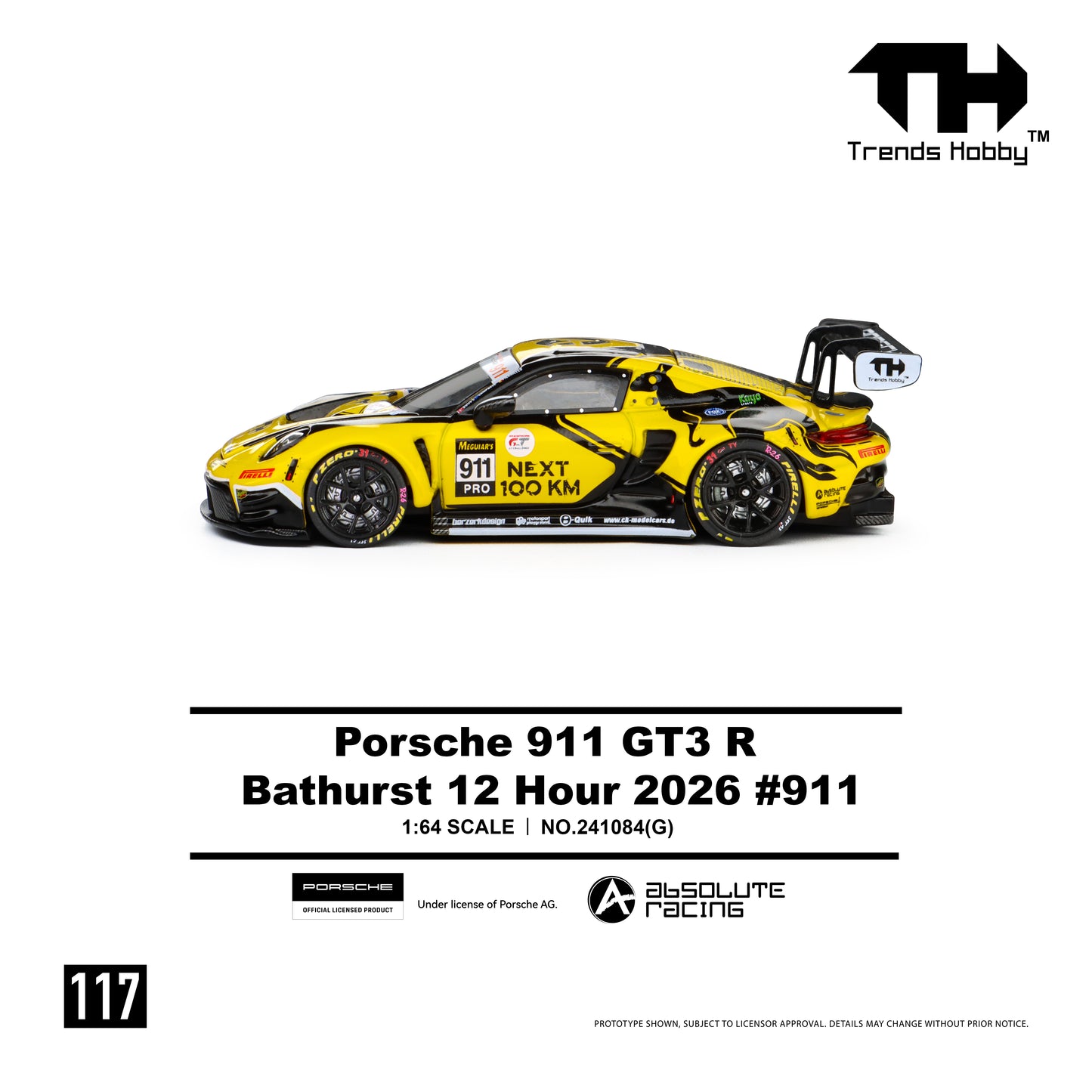 241084(G) Trends Hobby Porsche GT3 R Bathurst 12H 2026 #911 1:64 Scale Diecast