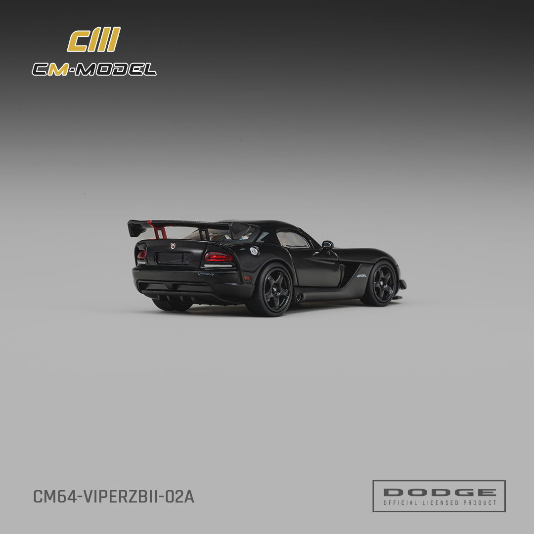 (Pre-Order) (CM64-ViperZBII-02A) Dodge Viper ACR(ZBII) Black with Red Racing Stripes