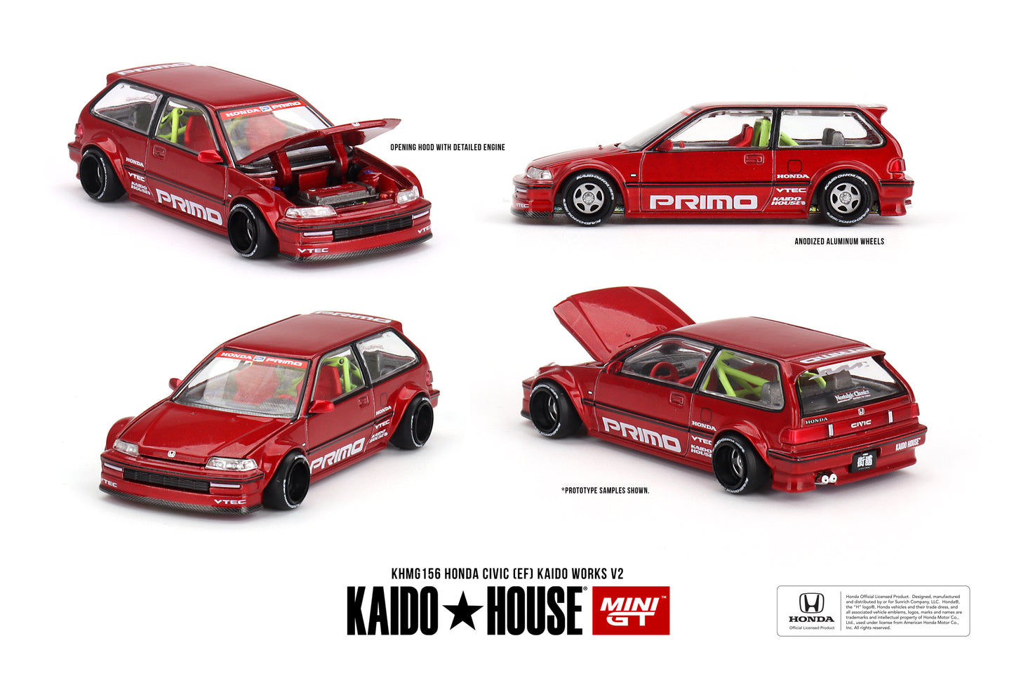 (KHMG156) Honda Civic (EF) Kaido Works V2 (red)