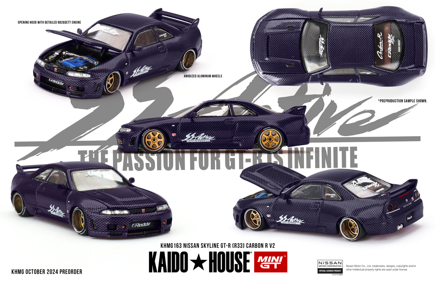 (Pre-Order) (KHMG163) Nissan Skyline GT-R R33 Active Carbon R V2