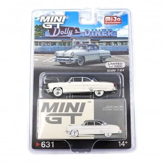 (MGT00631-MJ) - Lincoln Capri 1954 Arctic White / Atlantic Blue (Blister/Mijo Exclusive version)