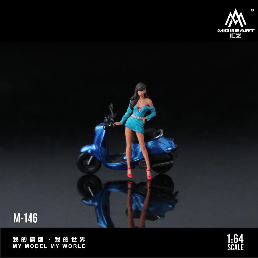 (Pre-Order) (MO222146) Retro Scooter & Female Figurine Set (Blue)