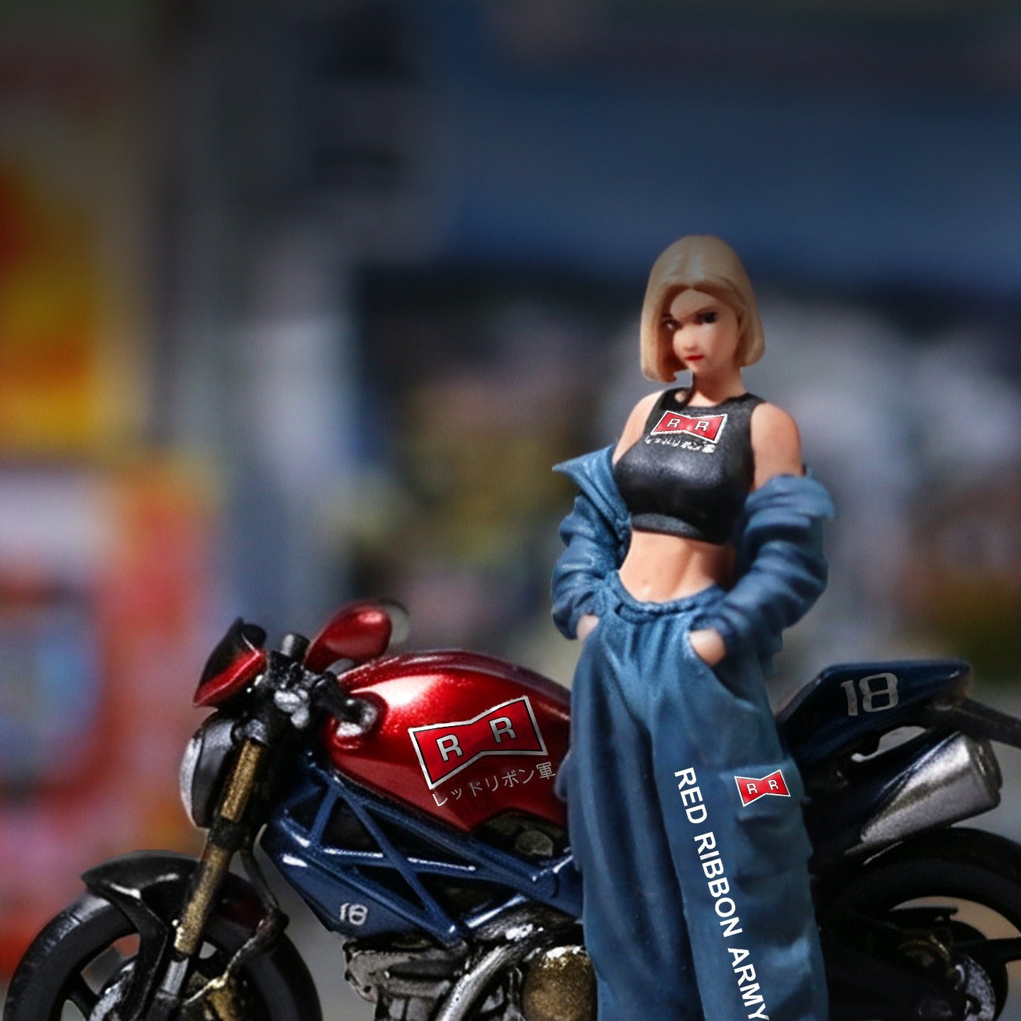 MoreArt 1:64 Red Ribbon Legion Artificial Human No. 18 Motorcycle Figure Set Resin (MO222258) - Closeup