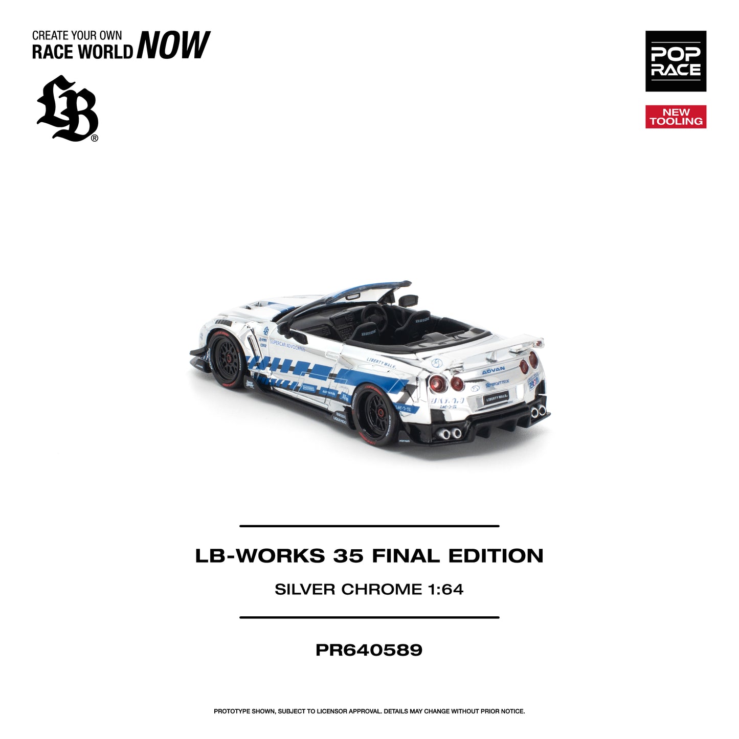 POP RACE 1:64 LB-Works 35 Final Edition Silver Chrome (PR640589) - Rear View