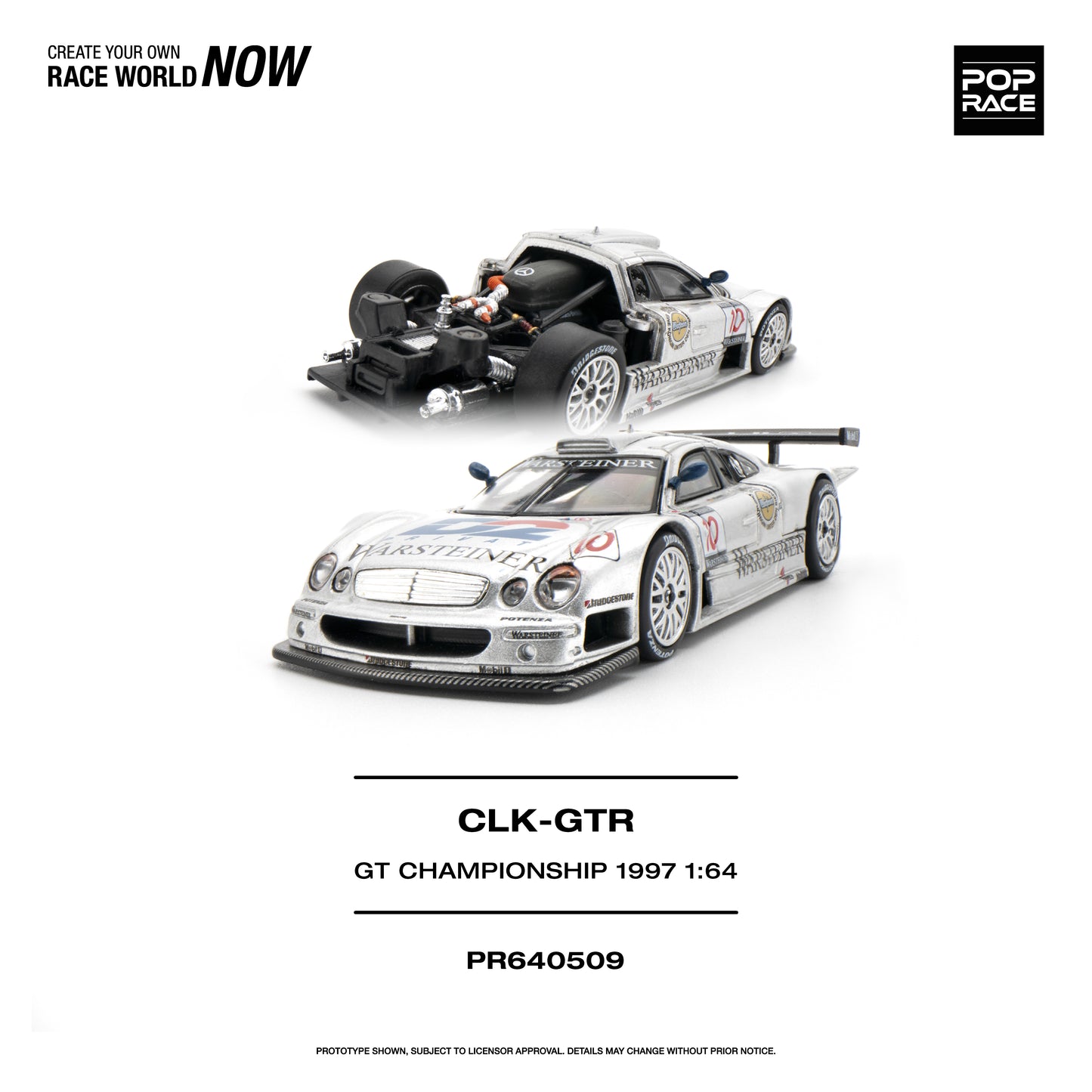 POP RACE 1:64 Mercedes-Benz AMG CLK GTR FIA GT Championship 1997 (PR640509) - Front & Detailed View