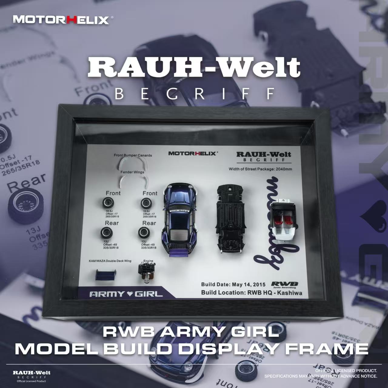(Pre-Order) Motorhelix - RWB964 Purple Army Girl Model Structure Picture Frame