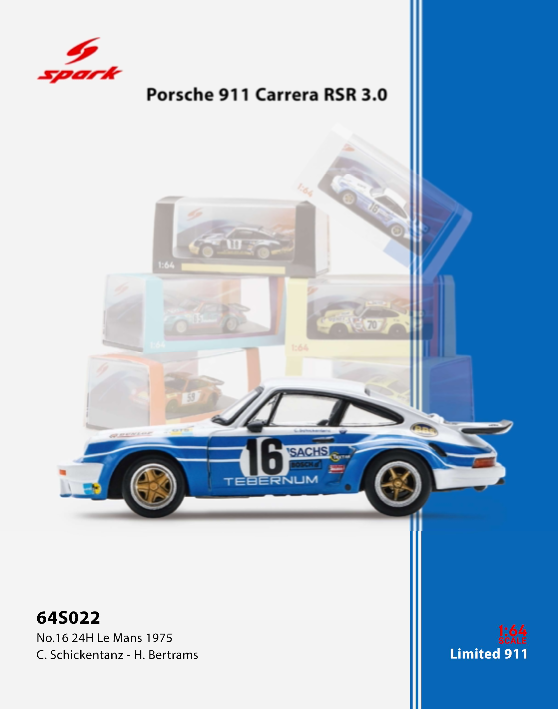 (Pre-Order)(64S022) Porsche 911 Carrera RSR 3.0 No.16 24H Le Mans 1975
