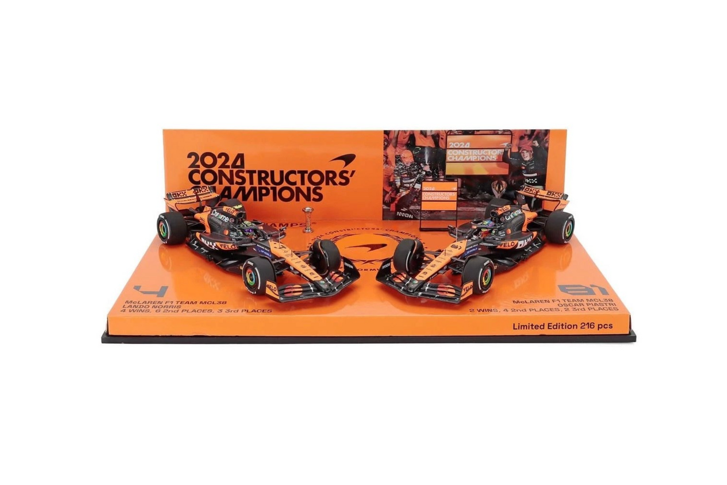 (P532240481) (RESIN) (1:43) Minichamps - McLaren MCL38 Two Car Set - 2024 Abu Dhabi Grand Prix
