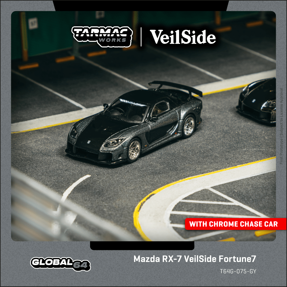 (Pre-Order) (T64G-075-GY) - Mazda RX-7 VeilSide Fortune7 Grey metallic / Black