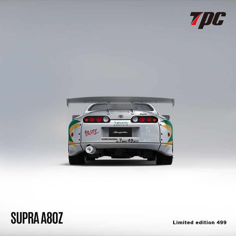 (TPC644426-1) Toyota Supra A80 Z Silver Green with figurine