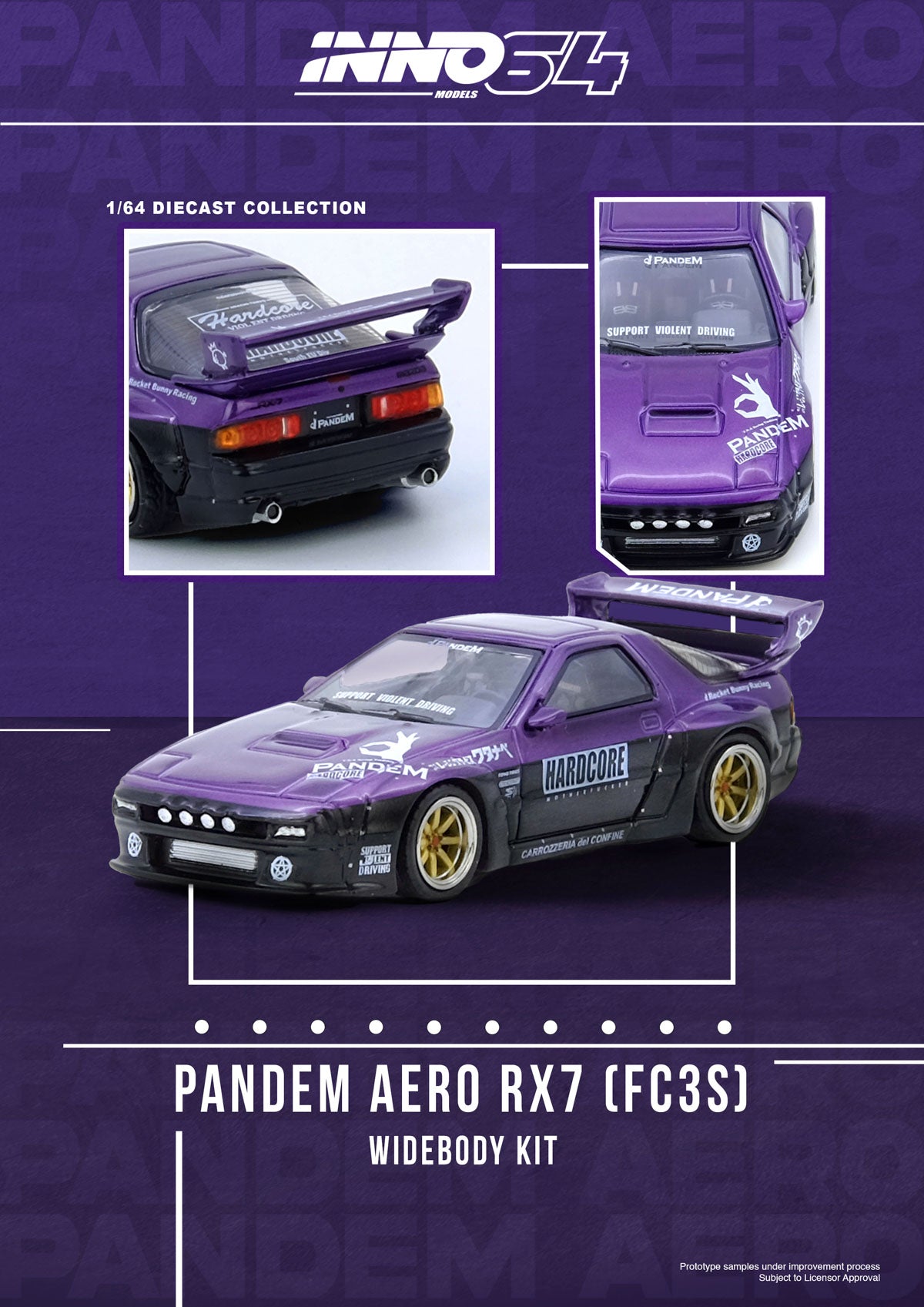 (Pre-Order) (IN64-RX7FCP-PB) MAZDA RX7 (FC3S) "PANDEM ROCKET BUNNY" Purple