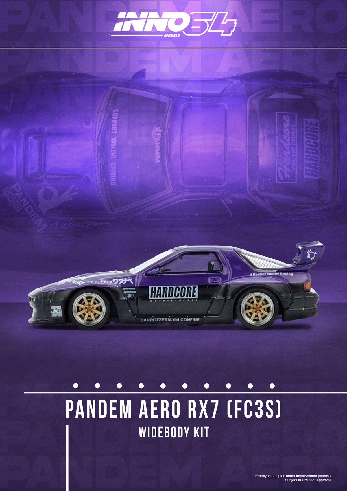 (Pre-Order) (IN64-RX7FCP-PB) MAZDA RX7 (FC3S) "PANDEM ROCKET BUNNY" Purple