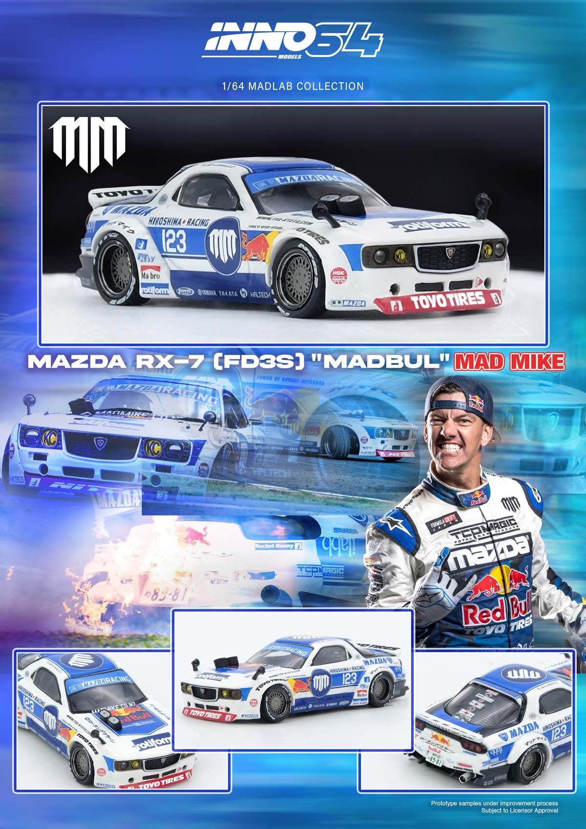 (Pre-Order) (IN64-MADLAB01-MADBUL) MAZDA RX7 (FD3S) "PANDEM ROCKET BUNNY" MADBUL MADLAB COLLECTION 001