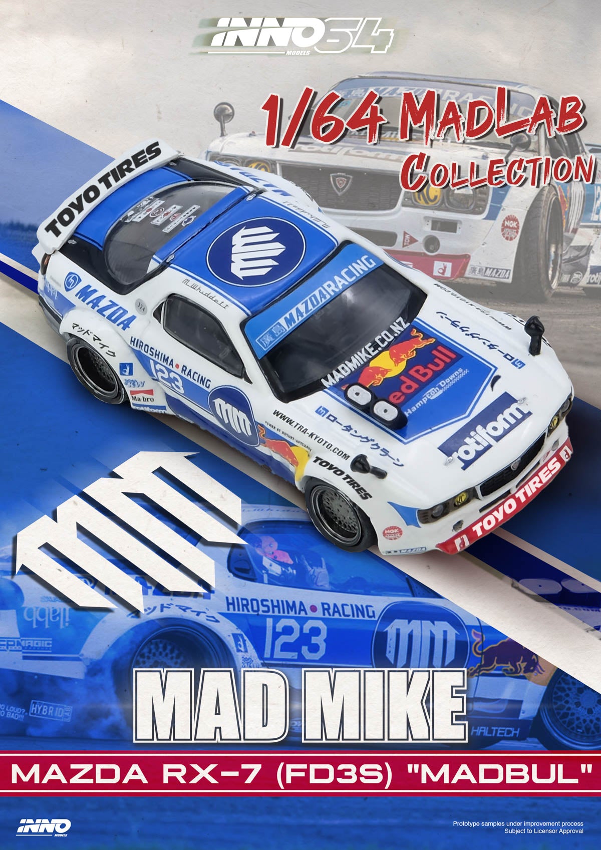 (Pre-Order) (IN64-MADLAB01-MADBUL) MAZDA RX7 (FD3S) "PANDEM ROCKET BUNNY" MADBUL MADLAB COLLECTION 001