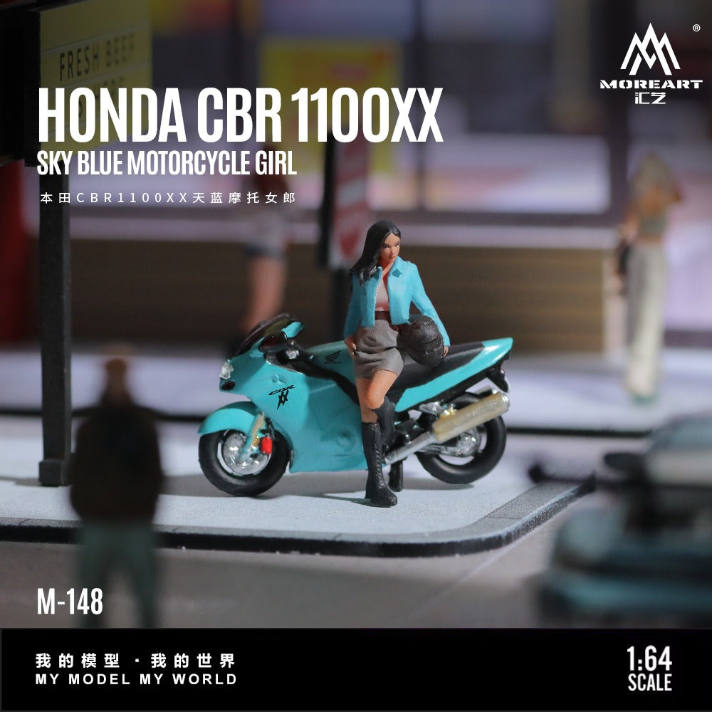 (Pre-Order) (MO222148) Honda CBR1100XX sky blue with figurine
