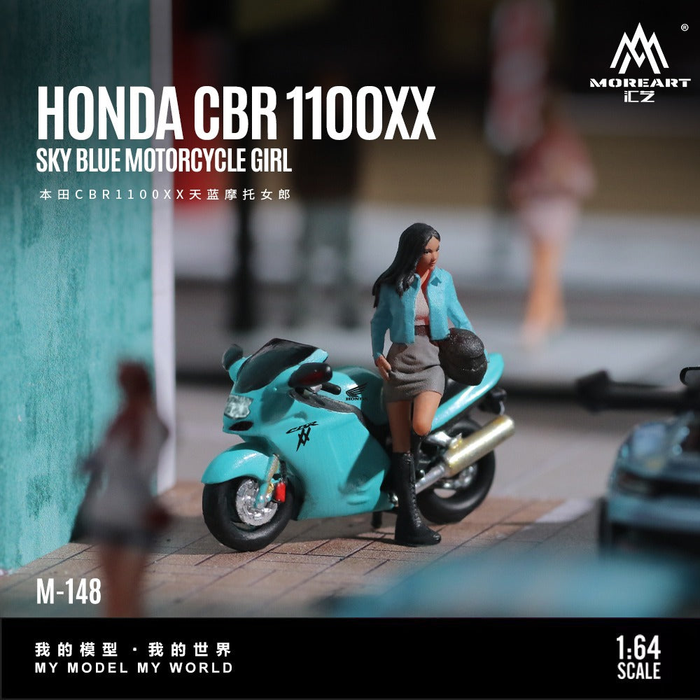 (Pre-Order) (MO222148) Honda CBR1100XX sky blue with figurine