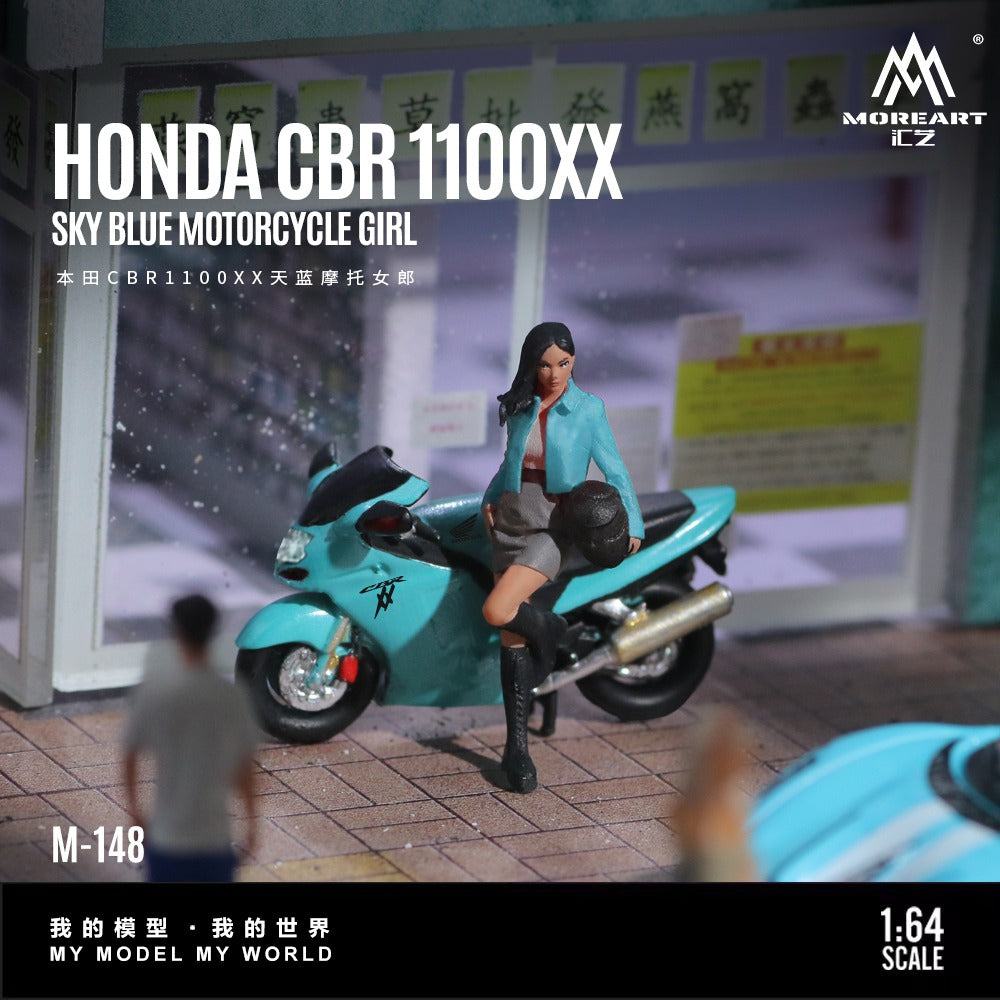 (Pre-Order) (MO222148) Honda CBR1100XX sky blue with figurine