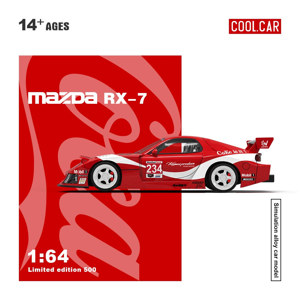 (Pre-Order) (CC647601-1) Mazda RX-7 Coke livery with figurine (Red color)