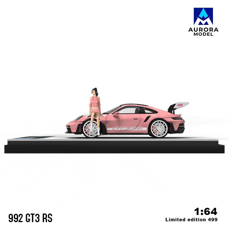 (Pre-Order) (AM644641-1) Porsche 992 GT3 RS with figurine (Pink)