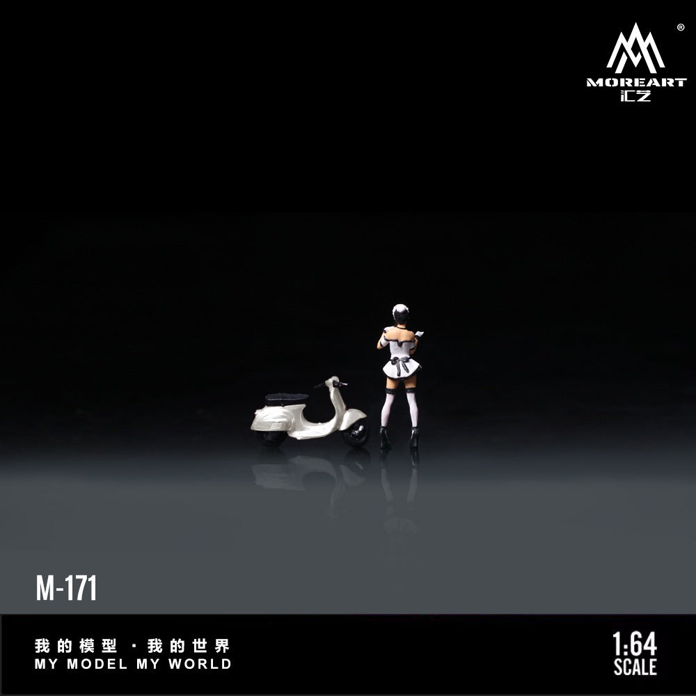 (Pre-Order) (MO222171) White scooter Motorcycle with figurine
