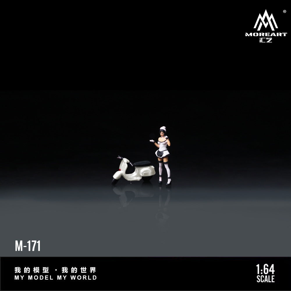 (Pre-Order) (MO222171) White scooter Motorcycle with figurine
