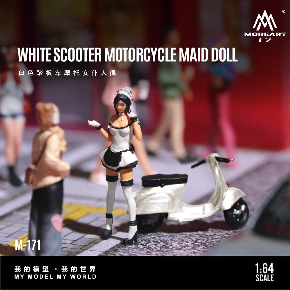 (Pre-Order) (MO222171) White scooter Motorcycle with figurine