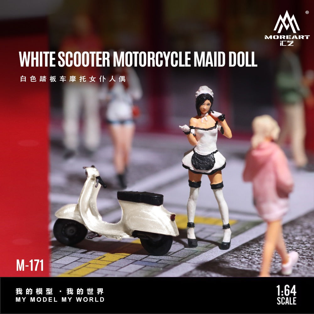 (Pre-Order) (MO222171) White scooter Motorcycle with figurine