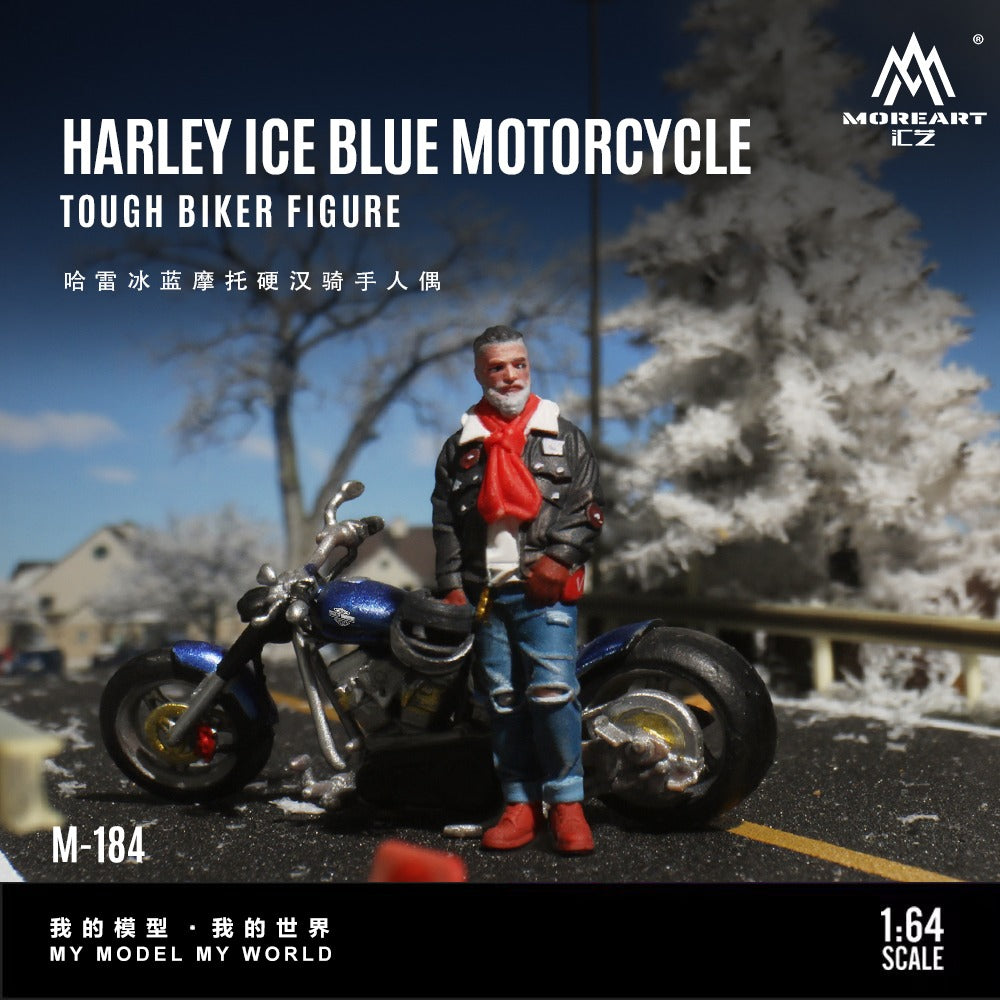 (Pre-Order) (MO222184) Harley Ice Blue Motorcycle with Tough Rider Action Figure