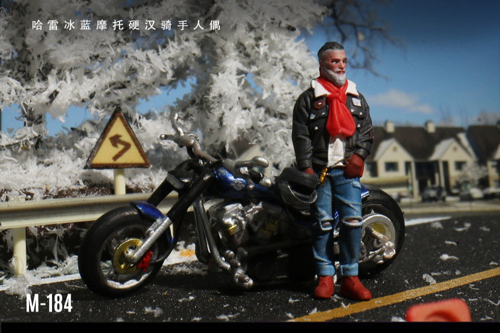 (Pre-Order) (MO222184) Harley Ice Blue Motorcycle with Tough Rider Action Figure