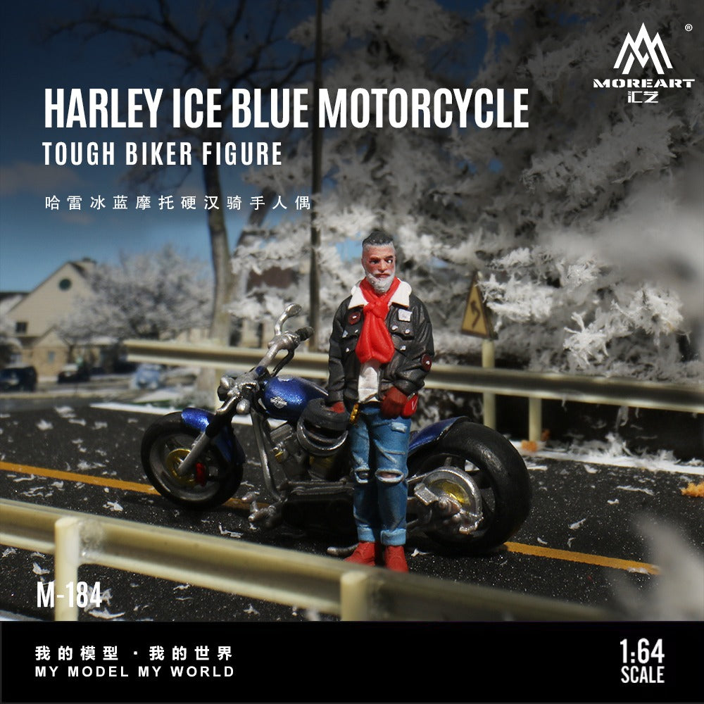 (Pre-Order) (MO222184) Harley Ice Blue Motorcycle with Tough Rider Action Figure