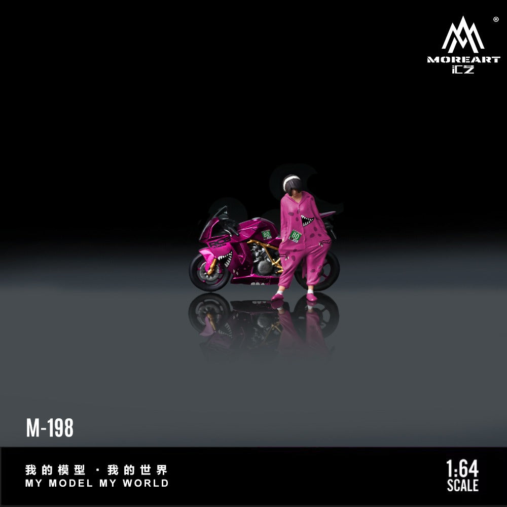 (Pre-Order) (MO222198) KTM1190 Pink Tyrannosaurus motorcycle with Figure