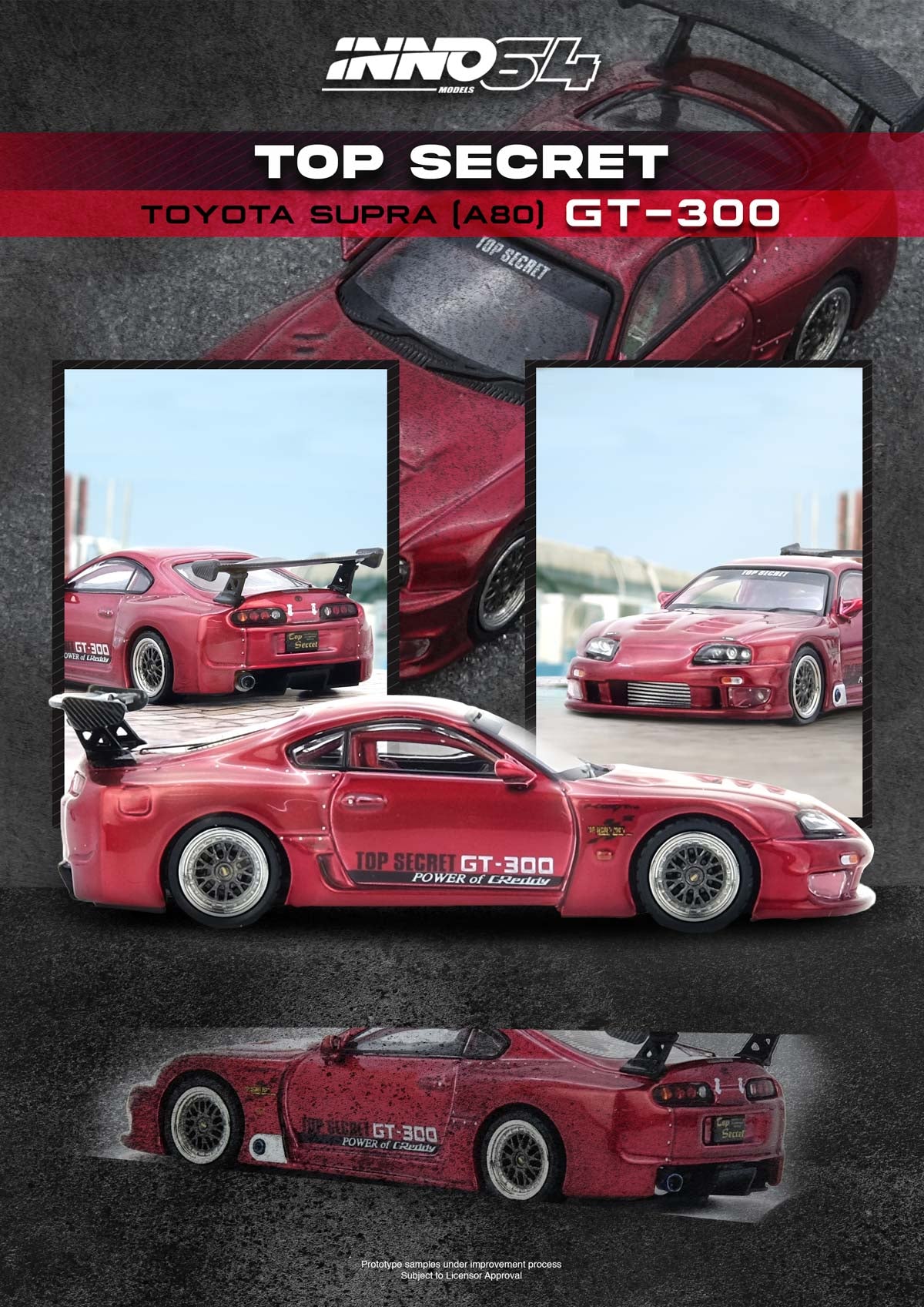 (Pre-Order) (IN64-A80TS-RED) TOYOTA SUPRA (A80) "TOP SECRET" Red