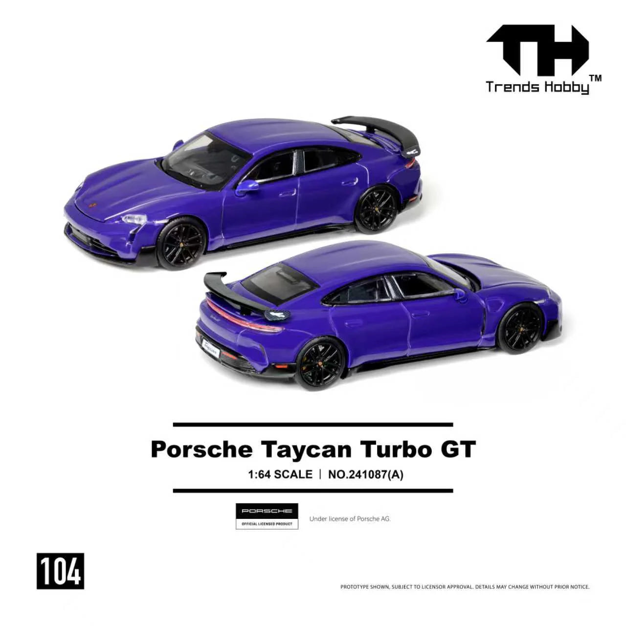 (Pre-Order) 241087(A) Trends Hobby 1/64 Porsche Taycan Turbo GT - PURPLE