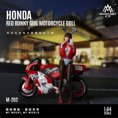 (Pre-Order) (MO222202) Honda Red Bunny Motorcycle with Figure Resin Model