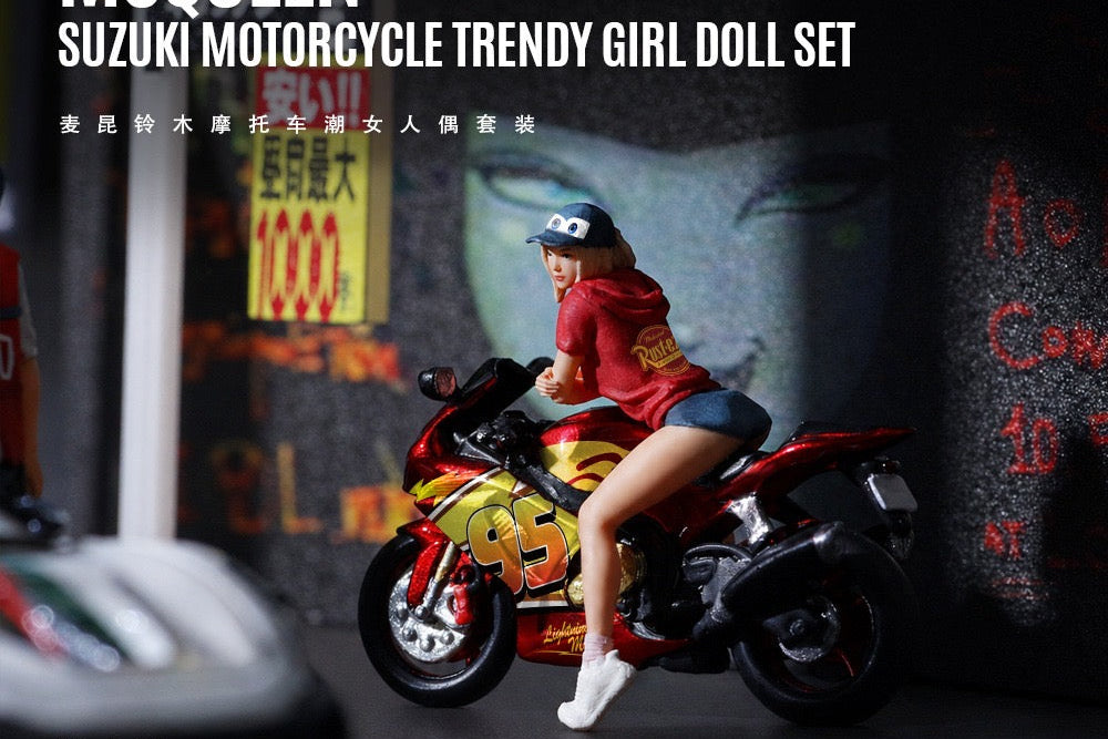 (Pre-Order) (MO222243) Mcqueen Suzuki Motorcycle with figurine