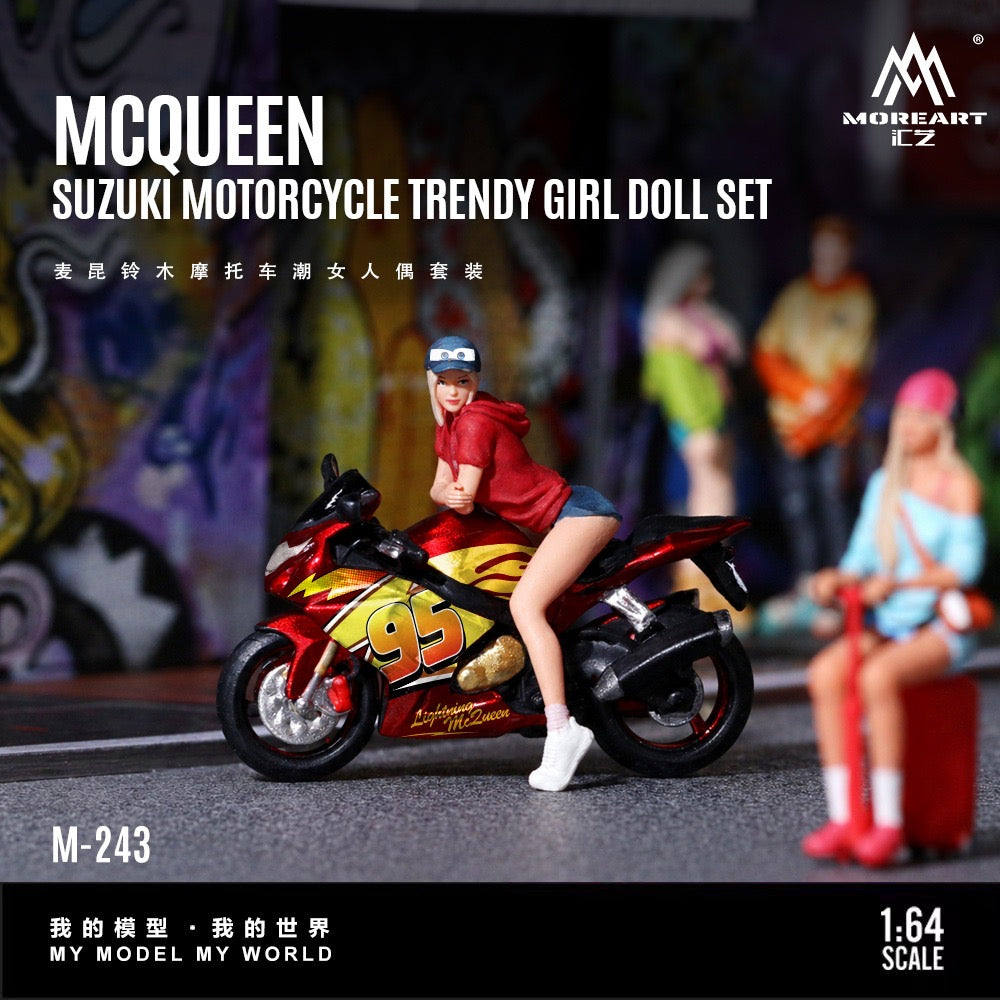 (Pre-Order) (MO222243) Mcqueen Suzuki Motorcycle with figurine