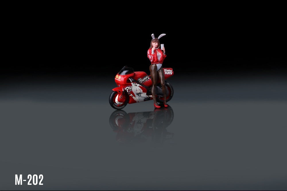 (Pre-Order) (MO222202) Honda Red Bunny Motorcycle with Figure Resin Model