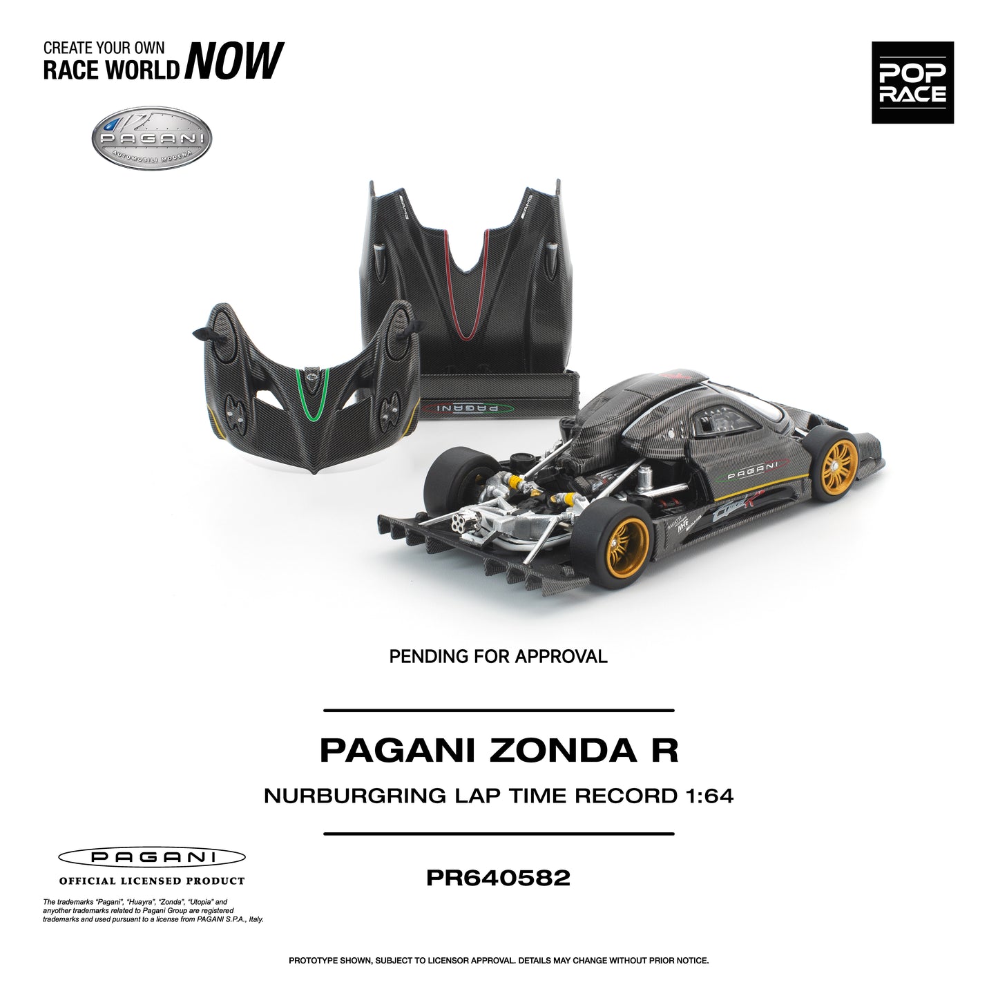 POP RACE 1:64 Pagani Zonda R Nurburgring Lap Time Record (PR640582) - Detailed Engine View
