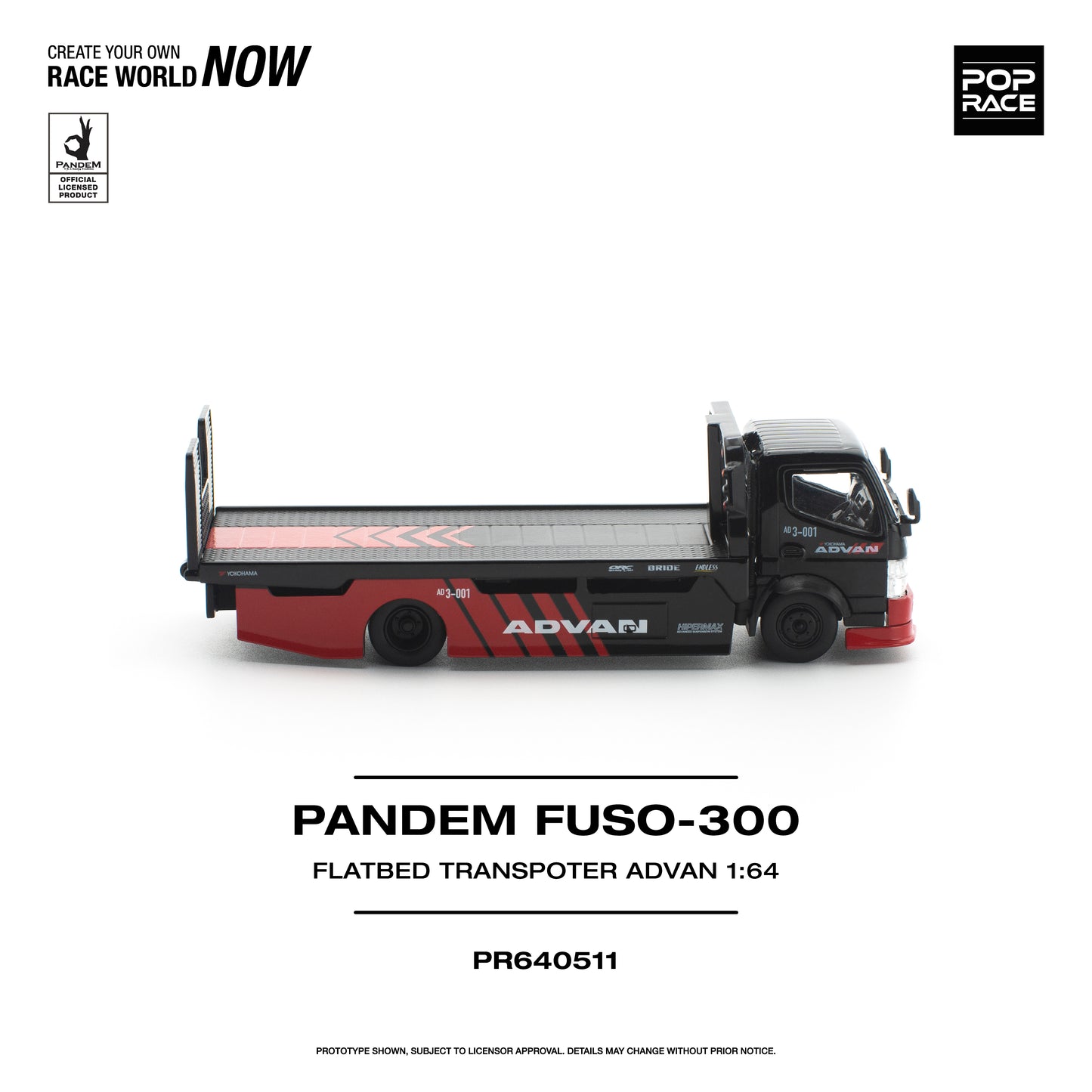 (Pre-Order) (PR640511) PANDEM FUSO 300 FLATBED TRANSPORTER - ADVAN
