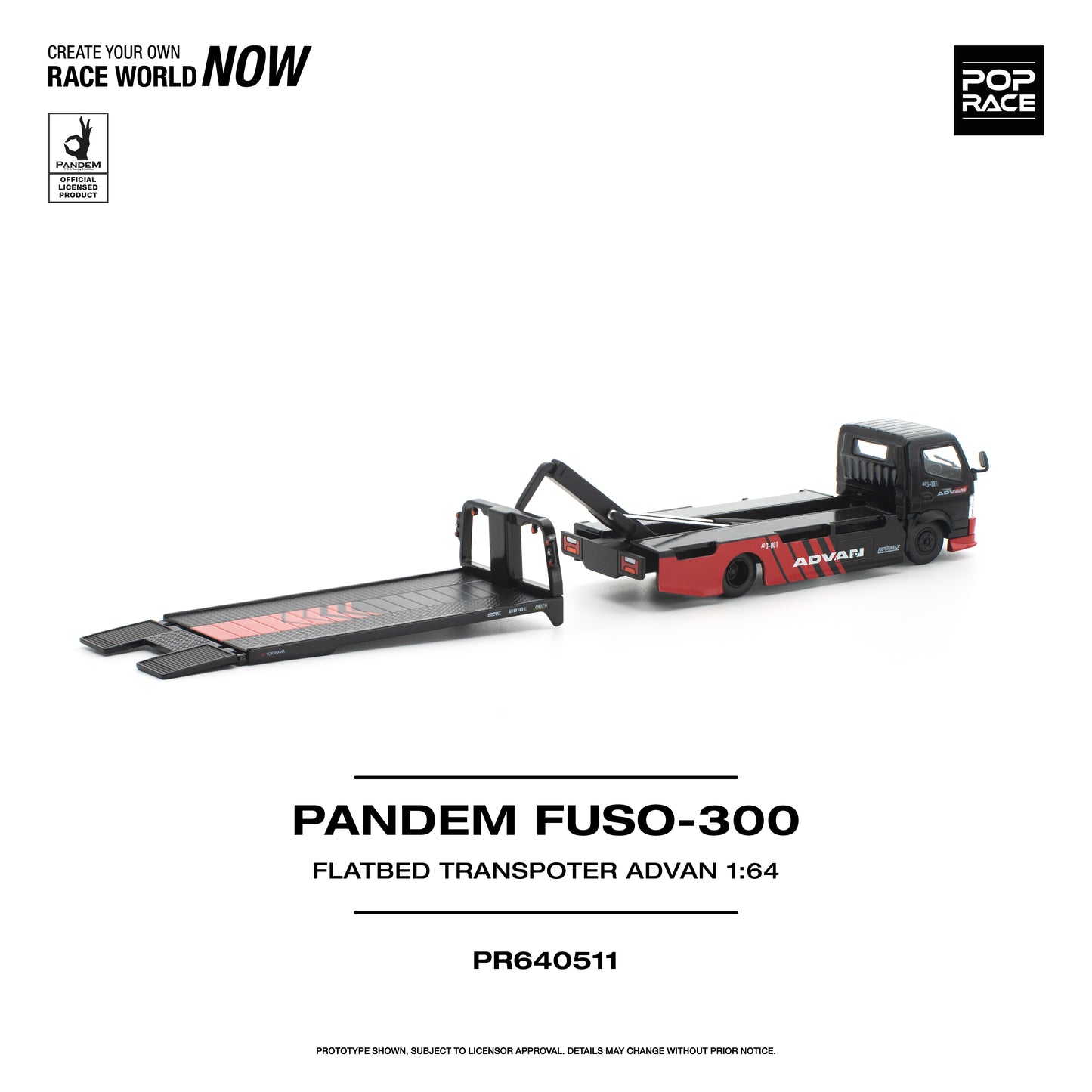 (Pre-Order) (PR640511) PANDEM FUSO 300 FLATBED TRANSPORTER - ADVAN