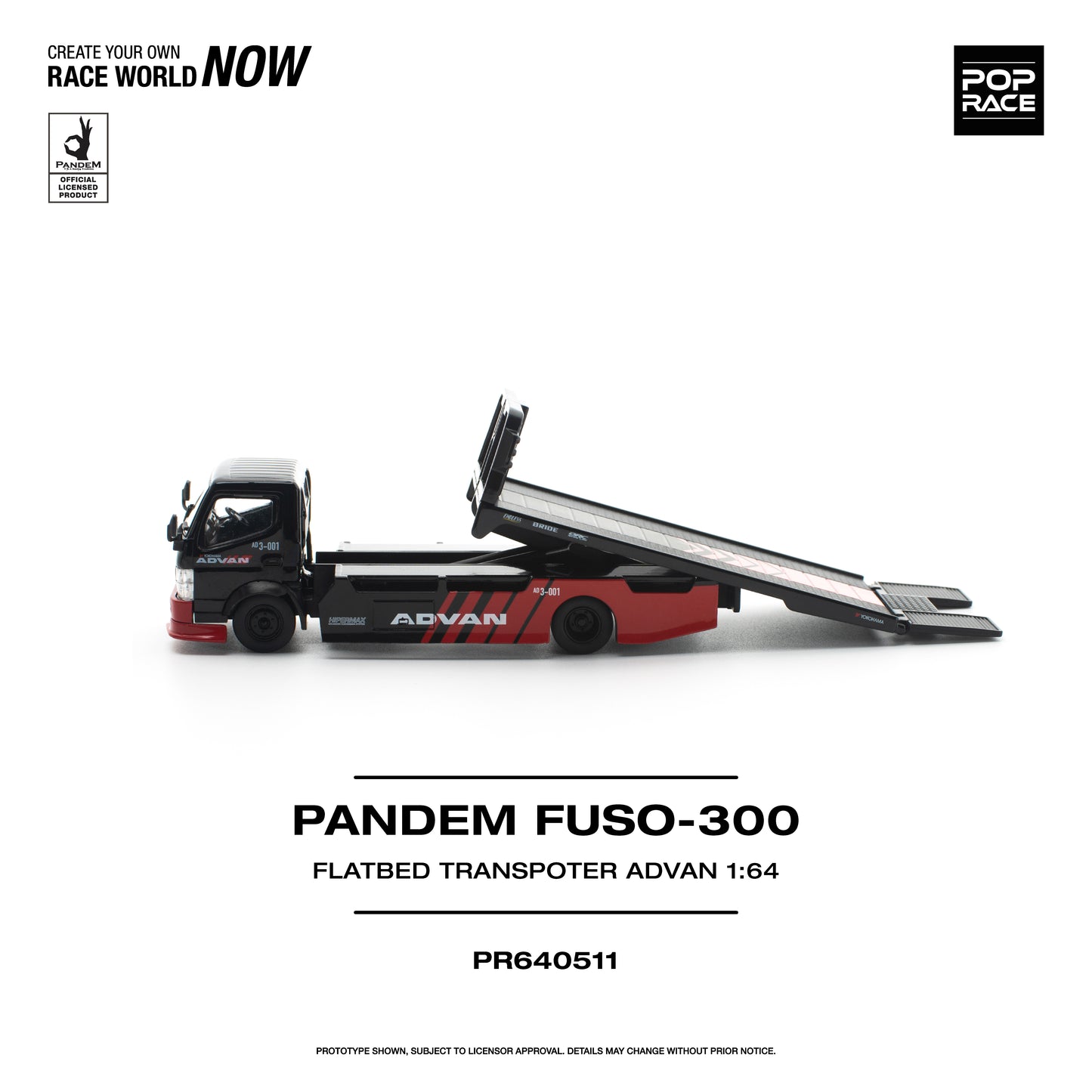 (Pre-Order) (PR640511) PANDEM FUSO 300 FLATBED TRANSPORTER - ADVAN