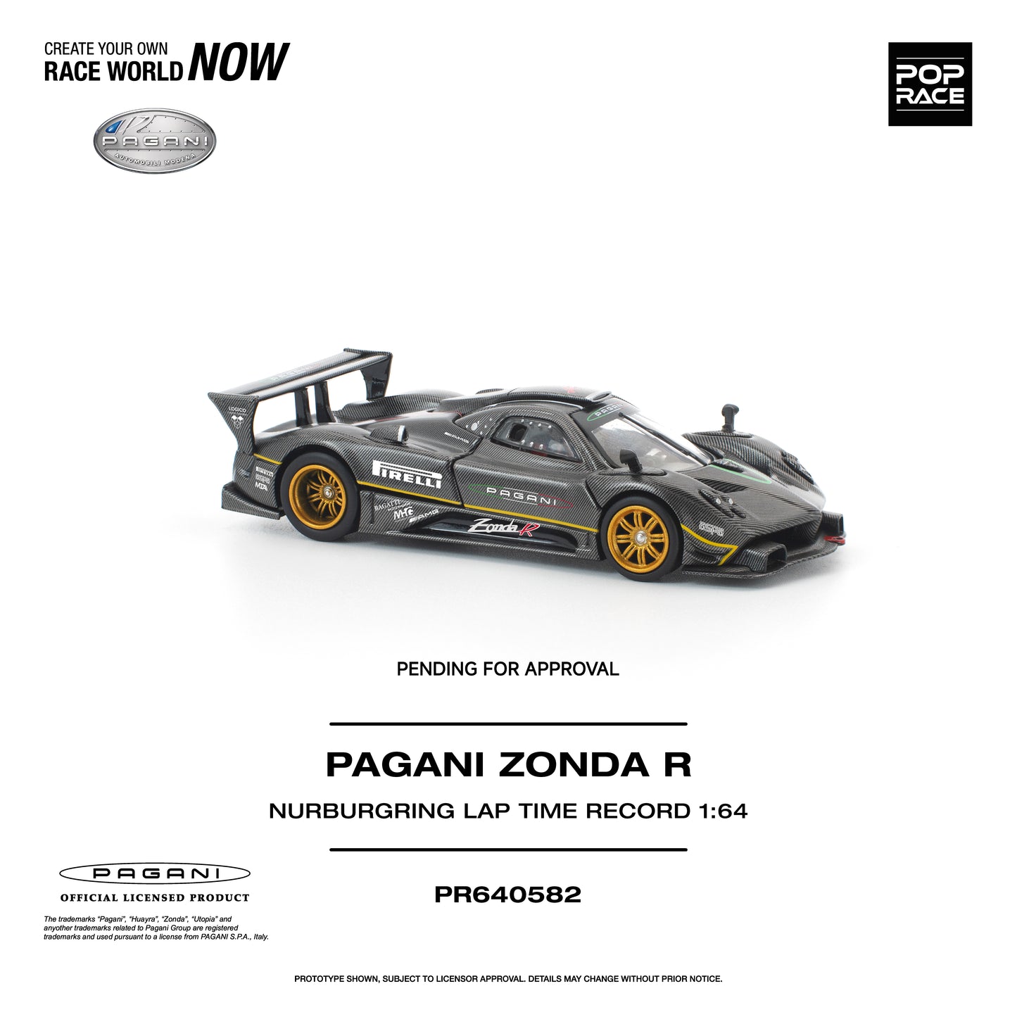 POP RACE 1:64 Pagani Zonda R Nurburgring Lap Time Record (PR640582) - Side View