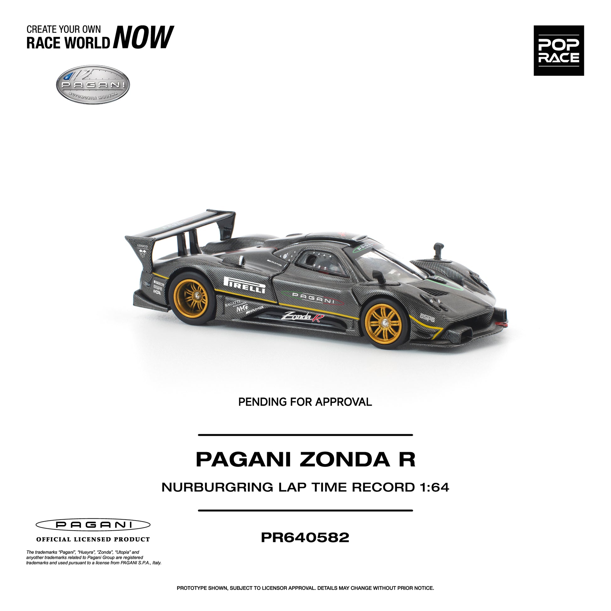POP RACE 1:64 Pagani Zonda R Nurburgring Lap Time Record (PR640582) - Side View