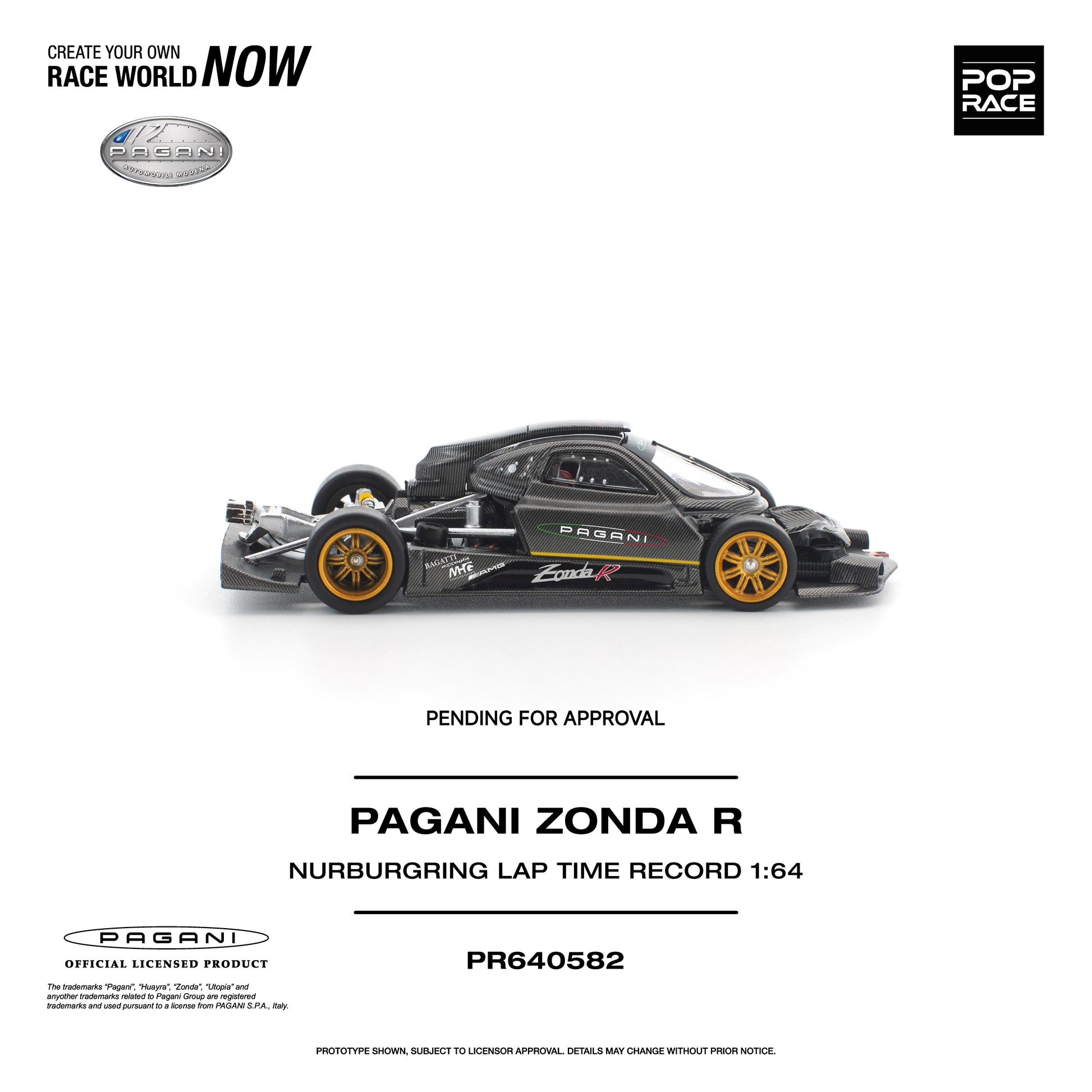 POP RACE 1:64 Pagani Zonda R Nurburgring Lap Time Record (PR640582) - Side View