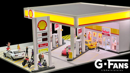 (710035) - G-Fans 1:64 Shell Gas Station Diorama