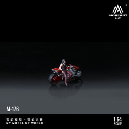 (MO222176) MoreArt 1:64 Red Silver Hand Cyber Motorcycle Doll
