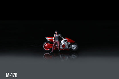 (MO222176) MoreArt 1:64 Red Silver Hand Cyber Motorcycle Doll